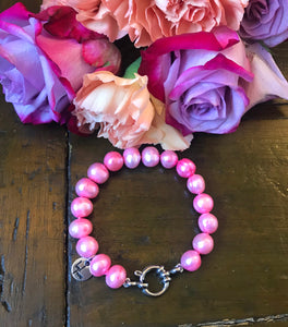 Hazel & Marie: Cultured Pearl bracelet large pink, bridesmaids
