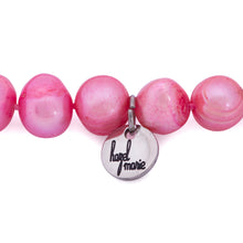 Load image into Gallery viewer, Hazel & Marie: Cultured Pearl bracelet large pink, tag zoom
