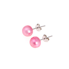 Load image into Gallery viewer, Pearl studs, pearl earrings, natural, pink pearls, bridesmaid gifts, bat mitzvah, J Crew, Mikimoto, natural pearls, dyed pearls, colored pearls