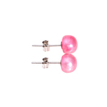 Load image into Gallery viewer, Pearl studs, pearl earrings, natural, pink pearls, bridesmaid gifts, bat mitzvah, J Crew, Mikimoto, natural pearls, dyed pearls, colored pearls