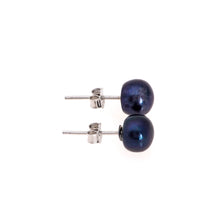 Load image into Gallery viewer, Pearl studs, pearl earrings, natural, black pearls, bridesmaid gifts, bat mitzvah, J Crew, Mikimoto, natural pearls, dyed pearls, colored pearls