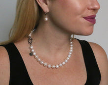 Load image into Gallery viewer, Hazel & Marie: Cultured Pearl Betty Large Size Pearl Necklace on model side