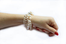 Load image into Gallery viewer, Hazel &amp; Marie: Cultured Pearl bracelet with 5 strand twisted in natural on model