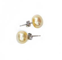 Load image into Gallery viewer, Hazel &amp; Marie: Cultured Pearl large stud earrings in lemonade 