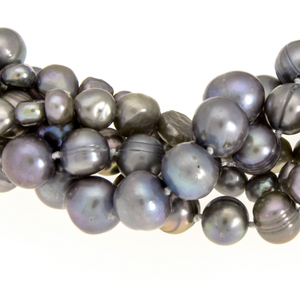 Signature Twist Pearl Necklace in Pewter