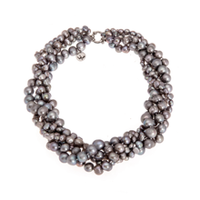 Load image into Gallery viewer, Pearls, pearl necklace, silver pearls, bridesmaid gifts, bat mitzvah, J crew, Mikimoto, natural pearls, dyed pearls, preppy pearls