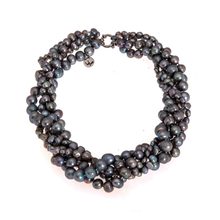 Load image into Gallery viewer, Hazel &amp; Marie: Cultured Pearl necklace twisted in slate color