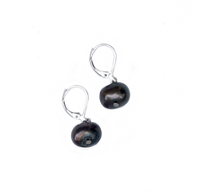Load image into Gallery viewer, Hazel &amp; Marie: Cultured Pearl earrings on sterling silver in black