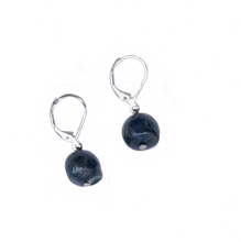 Load image into Gallery viewer, Hazel &amp; Marie: Cultured Pearl earrings on sterling silver in navy blue