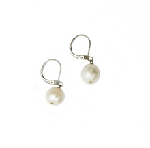 Load image into Gallery viewer, Hazel &amp; Marie: Cultured Pearl earrings on sterling silver in natural white 