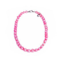 Load image into Gallery viewer, Pearls, pearl necklace, Pink, Hot pink, preppy pearls, bridesmaid gifts, bat mitzvah, J crew, Mikimoto, natural pearls, dyed pearls, colored pearls