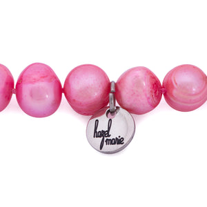 Hazel & Marie: Cultured Pearl bracelet large pink, tag zoom