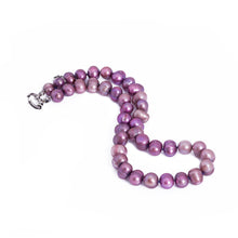 Load image into Gallery viewer, Pearls, pearl necklace, Purple, lavender, mulberry, preppy pearls, bridesmaid gifts, bat mitzvah, J Crew, Mikimoto, natural pearls, dyed pearls, colored pearls