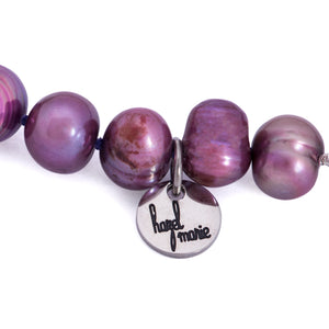 Hazel & Marie: Cultured Pearl bracelet large lavender, purple pearls with tag