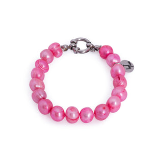 Hazel & Marie: Cultured Pearl bracelet large pink