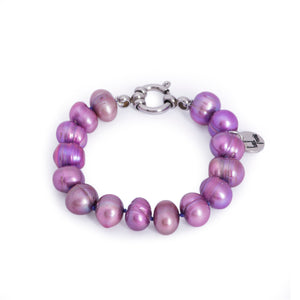 Hazel & Marie: Cultured Pearl bracelet large lavender, purple pearls 