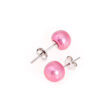 Load image into Gallery viewer, Pearl studs, pearl earrings, natural, pink pearls, bridesmaid gifts, bat mitzvah, J Crew, Mikimoto, natural pearls, dyed pearls, colored pearls