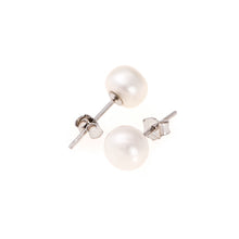 Load image into Gallery viewer, Pearl studs, pearl earrings, natural, white pearls, bridesmaid gifts, bat mitzvahJ crew, Mikimoto, natural pearls, dyed pearls, colored pearls