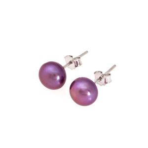 Pearl studs, pearl earrings, natural, purple, lavender, blue pearls, bridesmaid gifts, bat mitzvah, J Crew, Mikimoto, natural pearls, dyed pearls, colored pearls