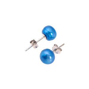 Pearl studs, pearl earrings, natural, blue, royal, teal, blue pearls, bridesmaid gifts, bat mitzvah, J Crew, Mikimoto, natural pearls, dyed pearls, colored pearls