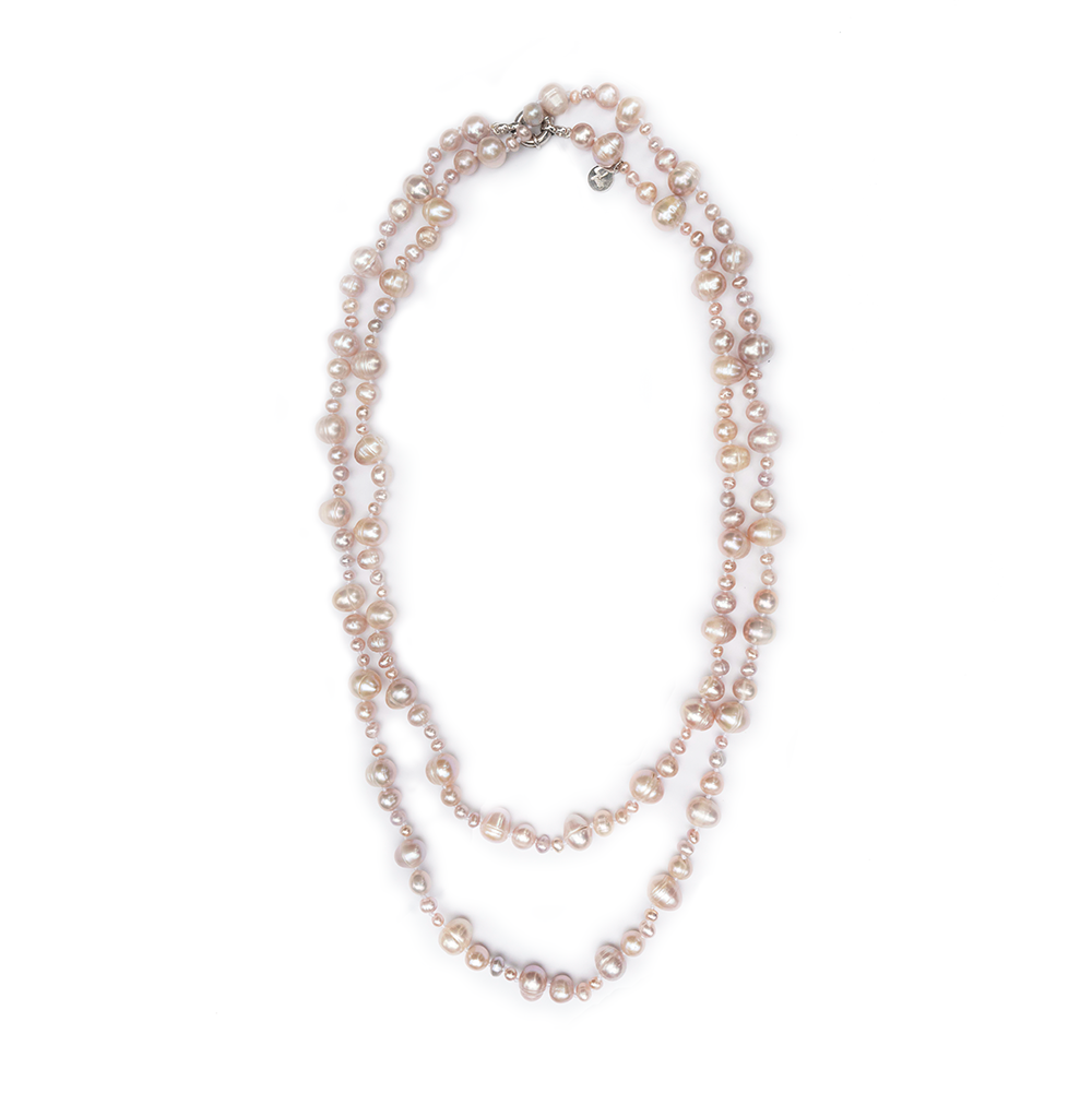 Gatsby Pearl Necklace in Blush