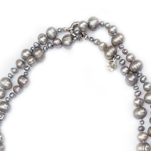 Gatsby Pearl Necklace in Pewter