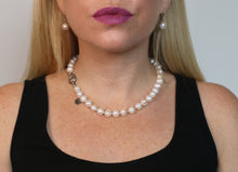 Load image into Gallery viewer, Hazel &amp; Marie: Cultured Pearl Betty Large Size Pearl Necklace on Model 