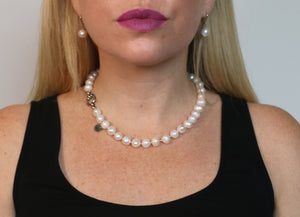 Hazel & Marie: Cultured Pearl Betty Large Size Pearl Necklace on model