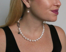 Load image into Gallery viewer, Hazel &amp; Marie: Cultured Pearl Betty Large Size Pearl Necklace on model side