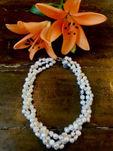 Load image into Gallery viewer, Hazel &amp; Marie: Cultured Pearl necklace 3 strands twisted in natural color