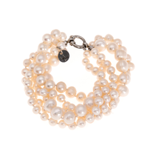 Load image into Gallery viewer, Hazel &amp; Marie: Cultured Pearl bracelet with 5 strand twisted in natural