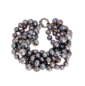 Hazel & Marie: Cultured Pearl bracelet with 5 strand twisted in slate color
