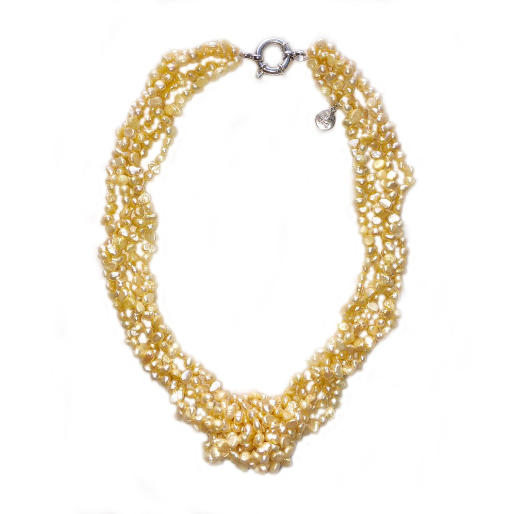 Tie the Knot Pearl Necklace in Lemonade