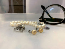 Load image into Gallery viewer, Princess Cut Pearl &amp; Crystal Stud Earrings in Natural